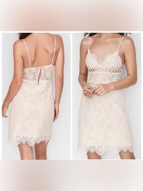 Victoria’s Secret Slip Dress Small Lace Ivory Sheer Chemise Coquette Whimsical